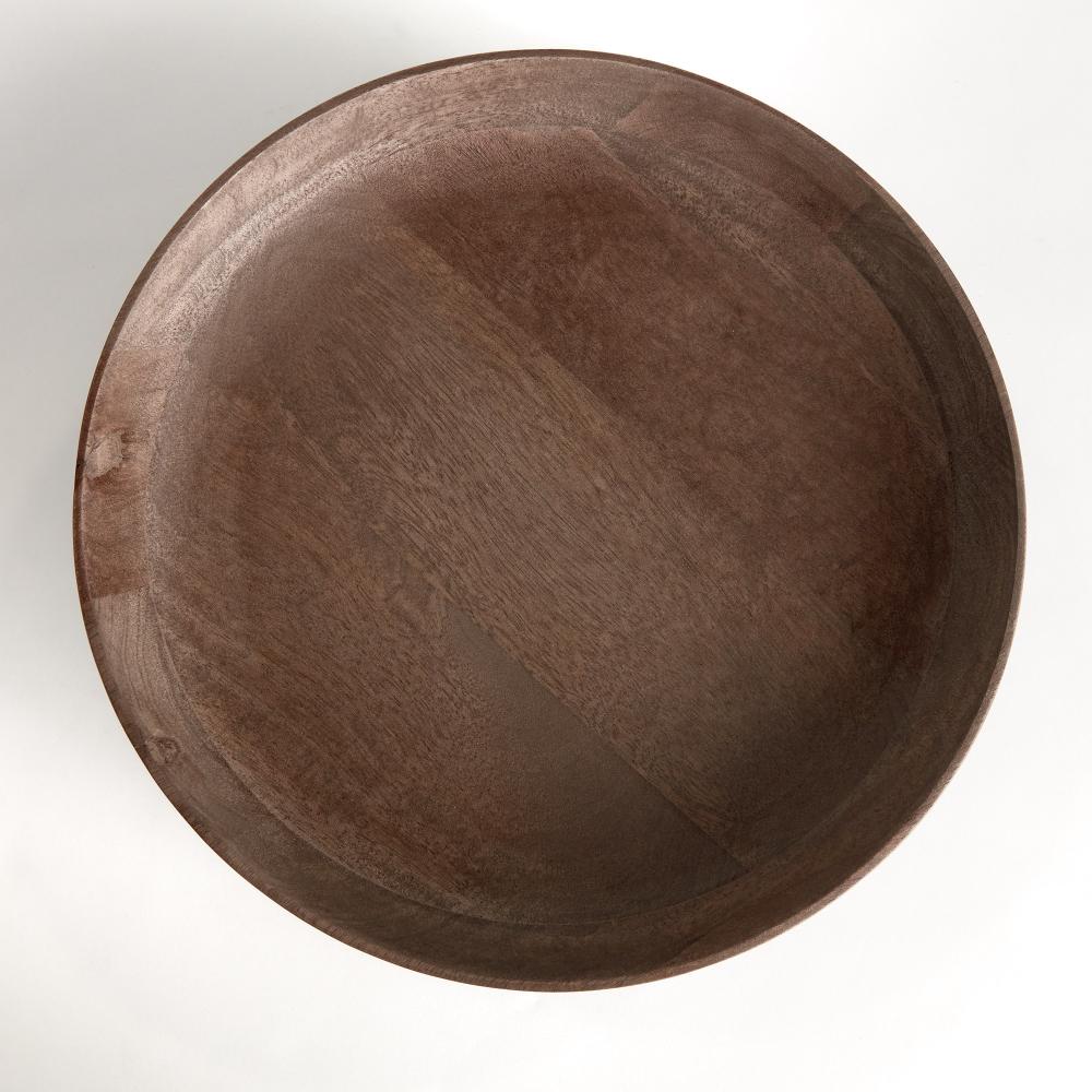 Brown wooden bowl on a white background