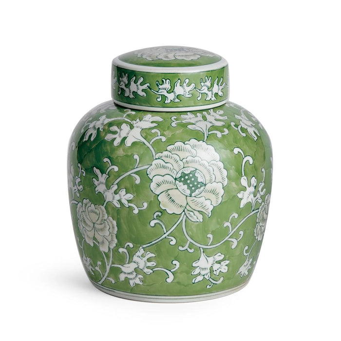 lotus lidded jar greenery floral decor 