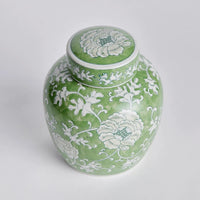 lotus lidded jar greenery floral decor 