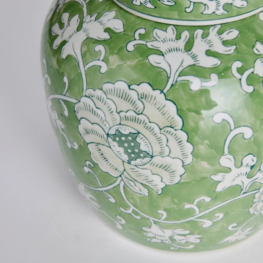 lotus lidded jar greenery floral decor 