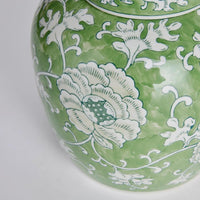 lotus lidded jar greenery floral decor 