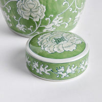 lotus lidded jar greenery floral decor 