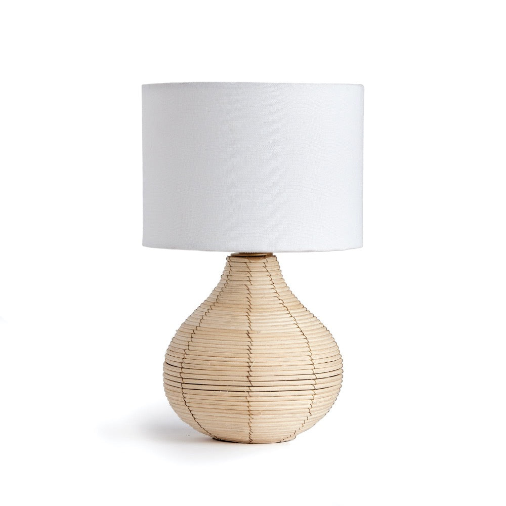teardrop mini lamp cane rattan white shade