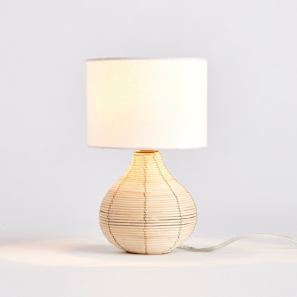 teardrop mini lamp cane rattan white shade