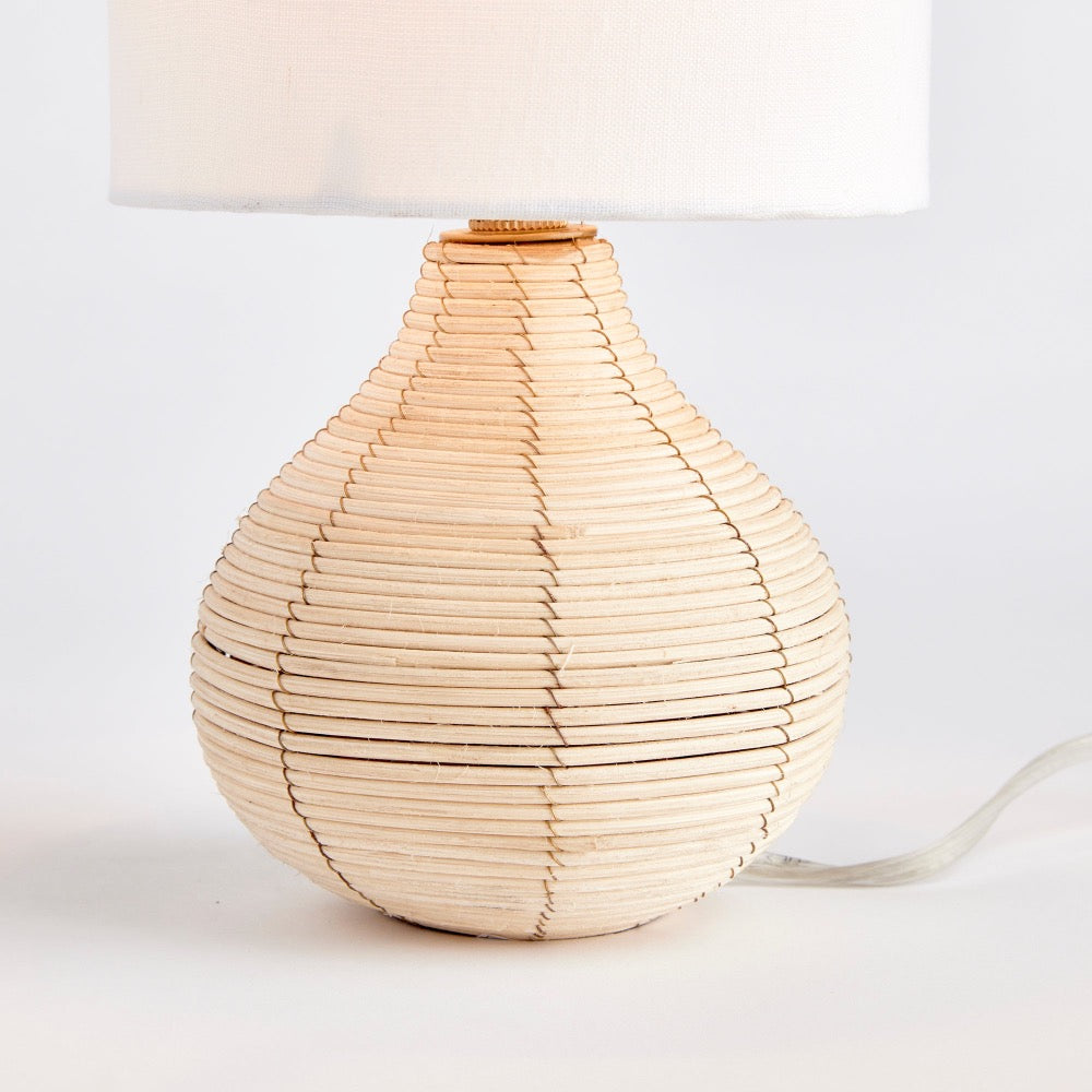 teardrop mini lamp cane rattan white shade