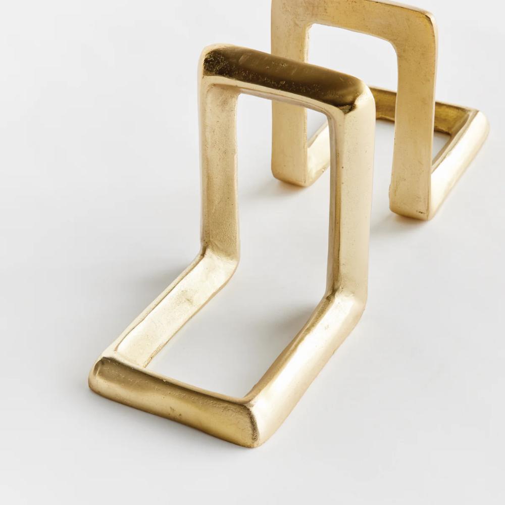 solid aluminum gold bookends set 