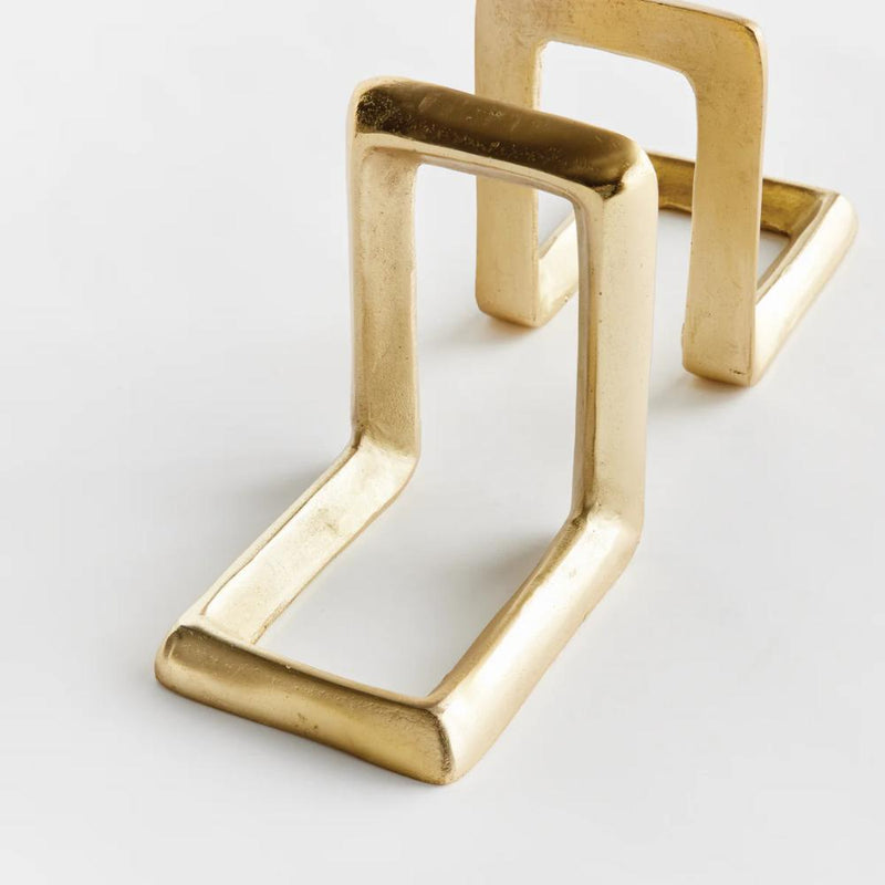 solid aluminum gold bookends set 