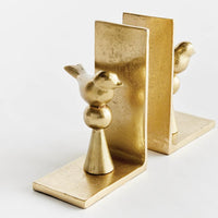 bright gold bird aluminum bookends set
