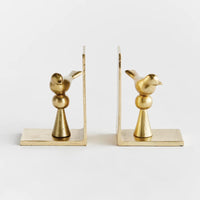 bright gold bird aluminum bookends set