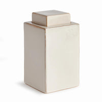 lidded cream color rectangular jar 
