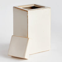lidded cream color rectangular jar 
