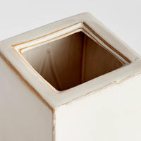 lidded cream color rectangular jar 