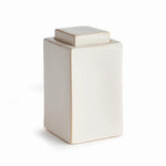 lidded cream color rectangular jar