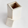 lidded cream color rectangular jar