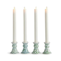 mini taper candle holders green white blue floral
