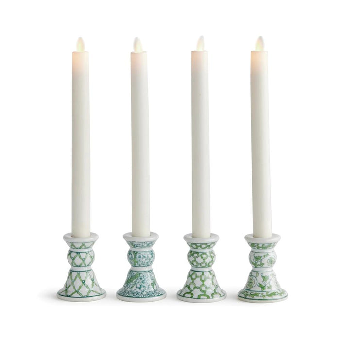 mini taper candle holders green white blue floral