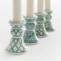 mini taper candle holders green white blue floral