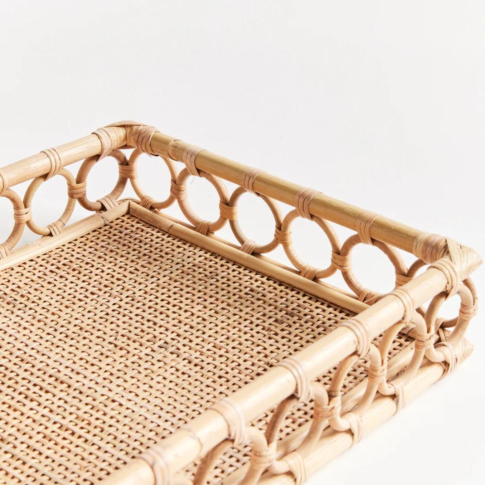 rattan rectangular trays set natural 