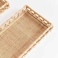 rattan rectangular trays set natural 