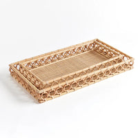 rattan rectangular trays set natural 