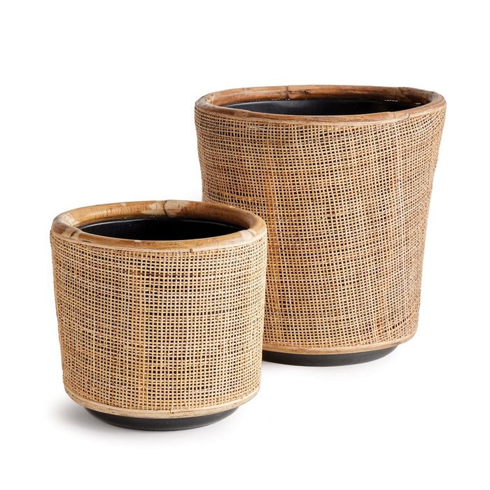 rattan wrapped planters natural set