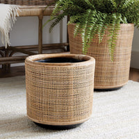 rattan wrapped planters natural set