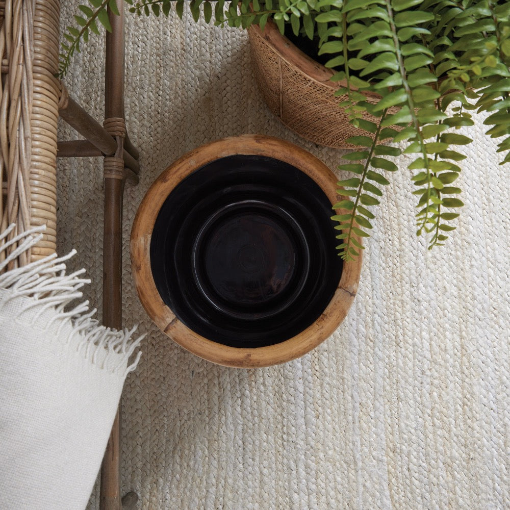 rattan wrapped planters natural set