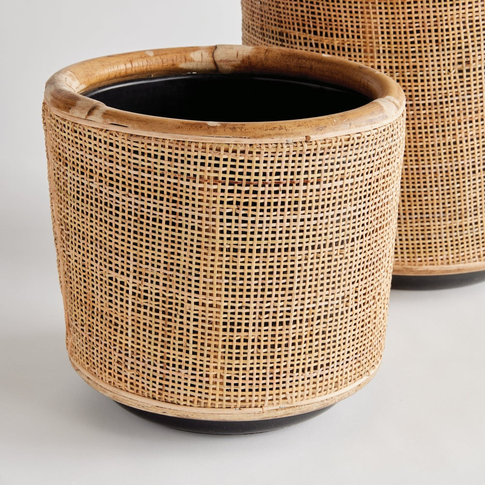 rattan wrapped planters natural set