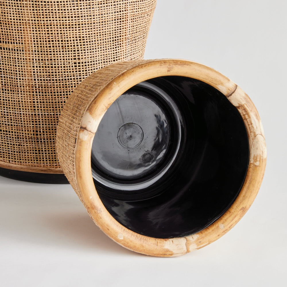 rattan wrapped planters natural set