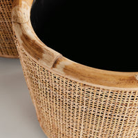rattan wrapped planters natural set