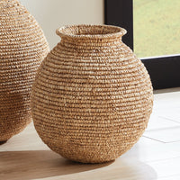 corn husk woven natural vase organic small