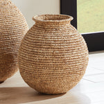 corn husk woven natural vase organic small