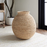 corn husk woven natural vase organic small
