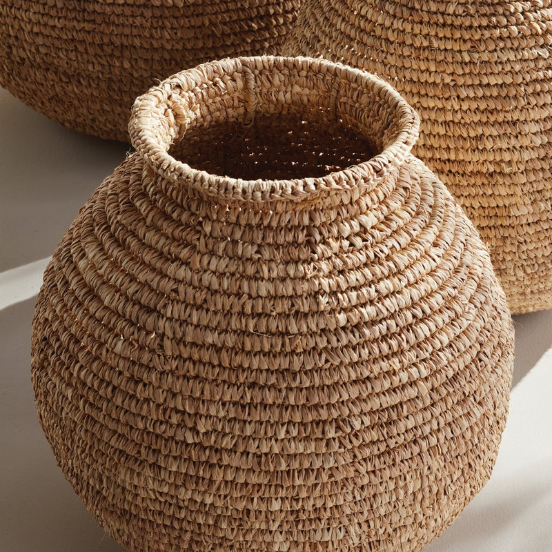 corn husk woven natural vase organic small