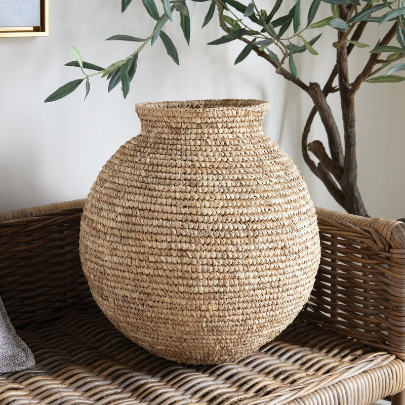 natural corn husk vase woven organic large