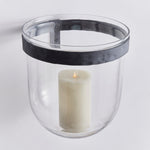 outdoor wall vessel aged zinc clear blown glass