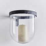 outdoor wall vessel aged zinc clear blown glass