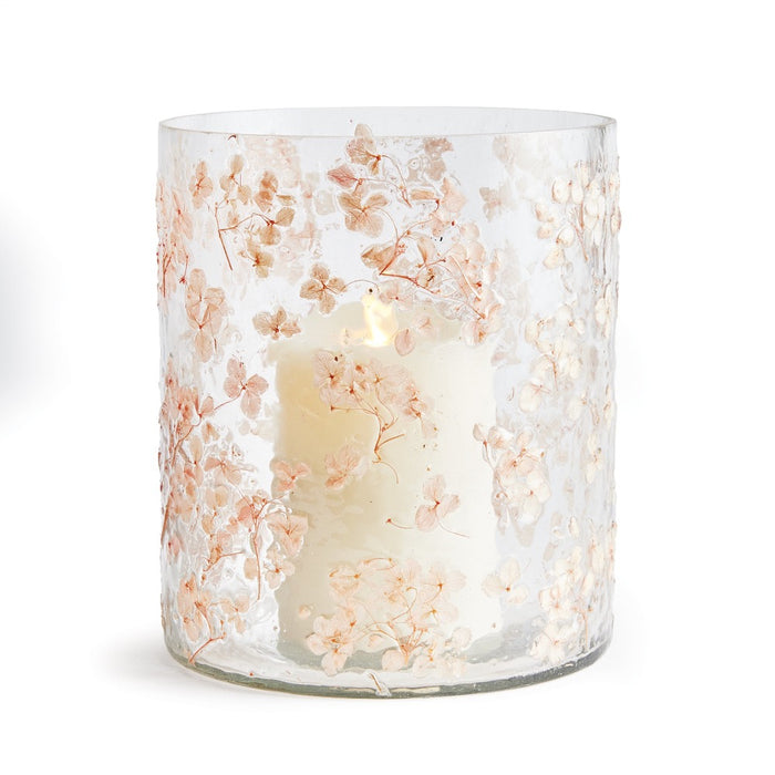 blossoms floral glass hurricane candle decor
