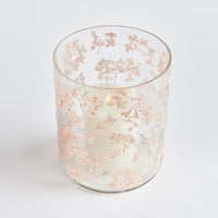 blossoms floral glass hurricane candle decor