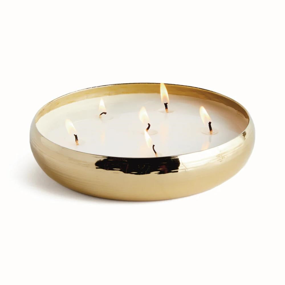 gold 6 wick round candle tray 