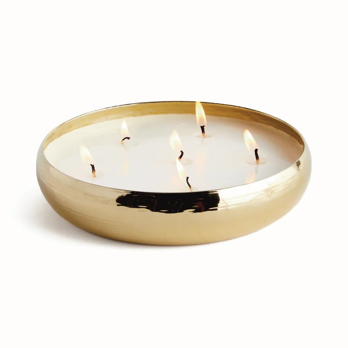 gold 6 wick round candle tray 