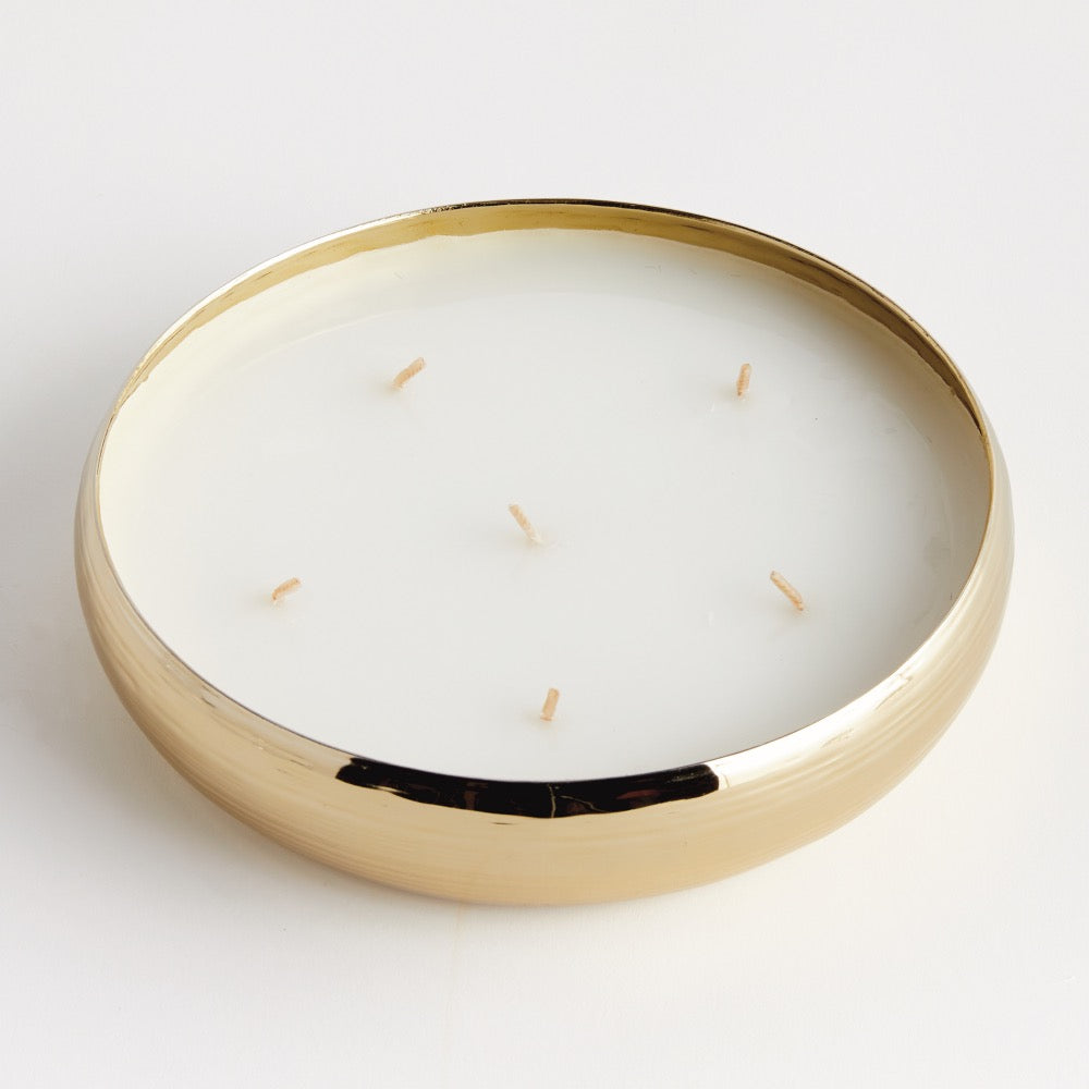 gold 6 wick round candle tray 