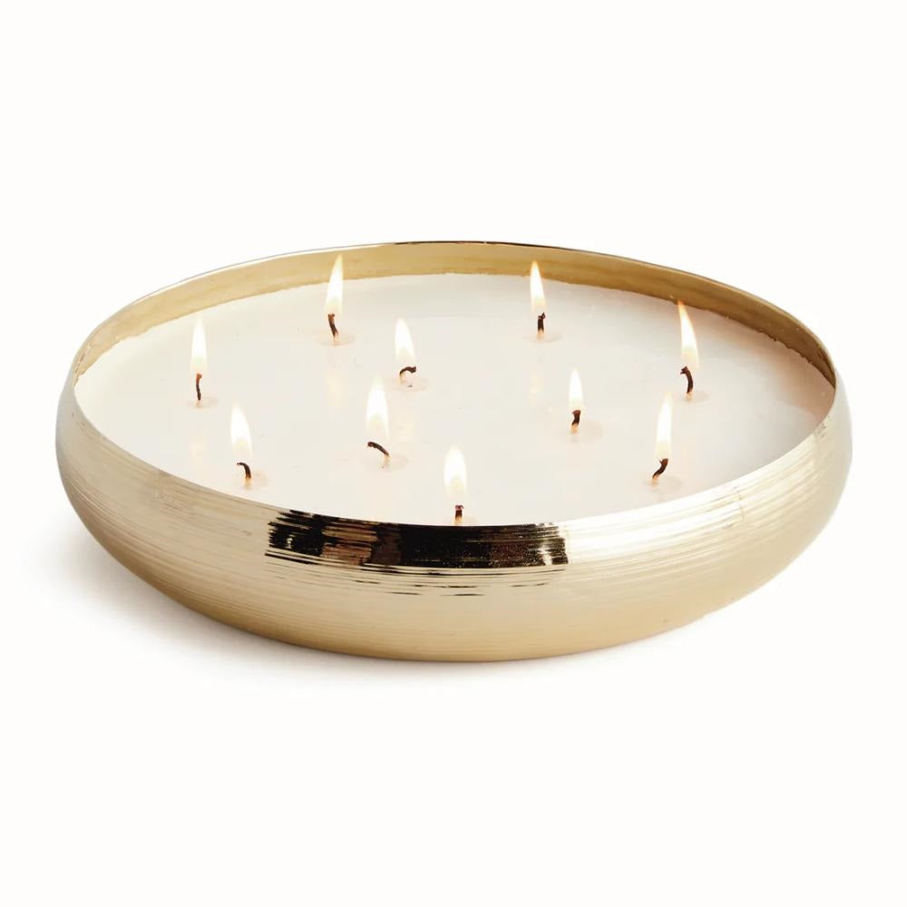 gold 10 wick round candle tray 