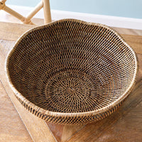 scalloped edge bowl serving woven rattan natural