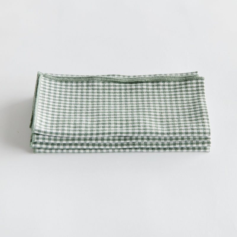 green white gingham dinner napkin set
