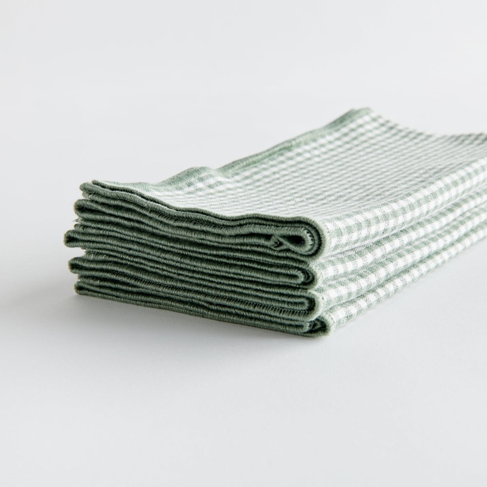 green white gingham dinner napkin set