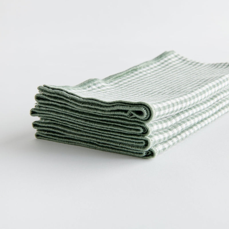green white gingham dinner napkin set