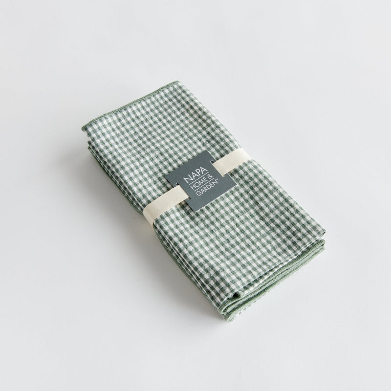 green white gingham dinner napkin set