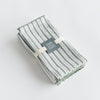 green white striped textured dinner napkin set