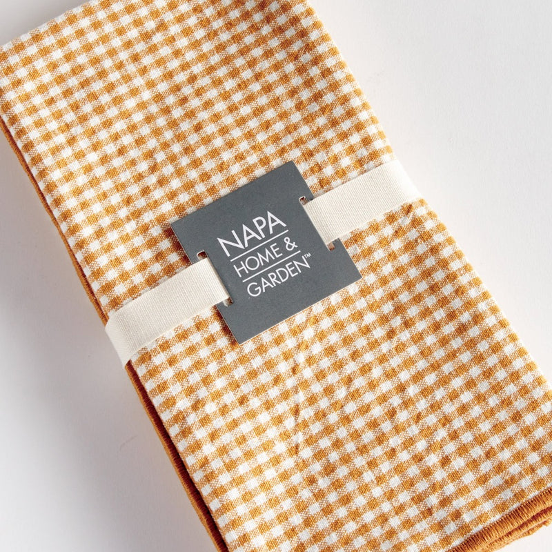 ochre gingham dinner napkin set